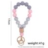 Wholesale Wooden Octagon Hand Silicone Beaded Wrist Keychain