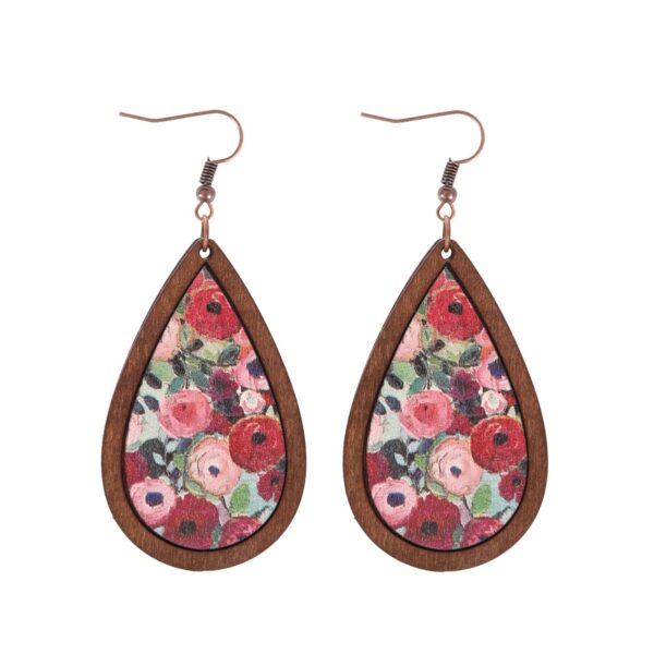 Wholesale Ethnic Style Wooden Droplet Shaped Retro Earrings