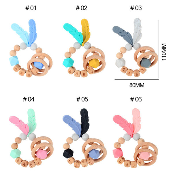 Wholesale Baby Wooden Teether Bracelet Rattle Silicone Bead Micro Stick TOY