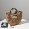 O1CN01d9XA6H1bcAxjLfNES_1089503485-0-cib Wholesale Handmade Straw Woven Bags in The Shape of Semi-circular Shells