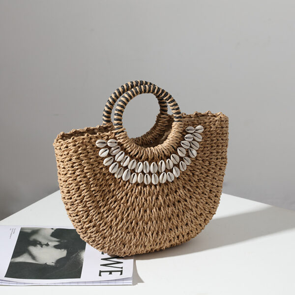 O1CN01d9XA6H1bcAxjLfNES_1089503485-0-cib Wholesale Handmade Straw Woven Bags in The Shape of Semi-circular Shells