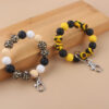 Wholesale Cow Pattern Leopard Pattern Silicone Beaded Wrist Keychain