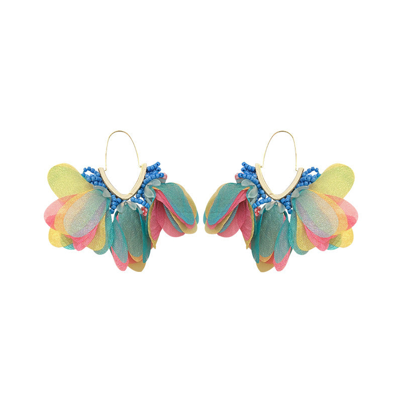 Wholesale V shape rice bead tassel alloy Earrings