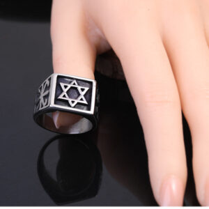 Wholesale Titanium Steel Hexagram Star Retro Stainless Steel Star Personalized Rings
