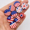 Wholesale Independence Day American Flag Wood Ear Studs