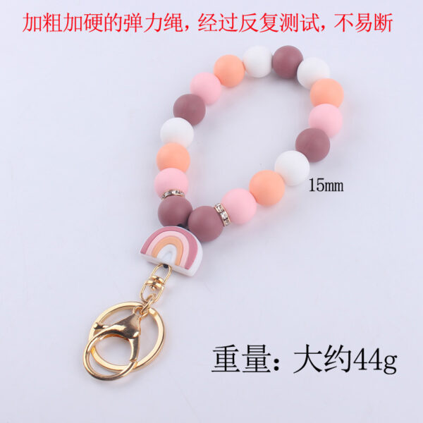 Wholesale Rainbow Silicone Beaded Wrist Keychain