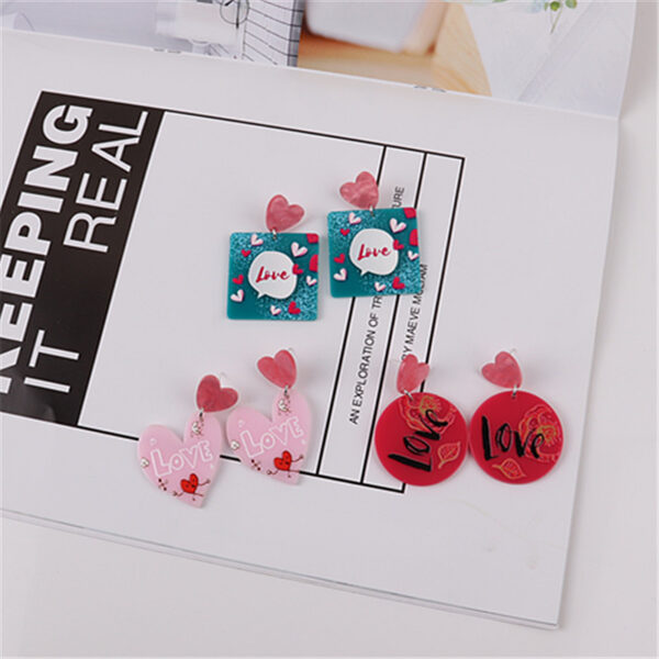 Wholesale Valentine's Day Heart Acrylic Earrings