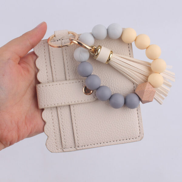 Wholesale Silicone Beaded Card Holder Wrist Keychain
