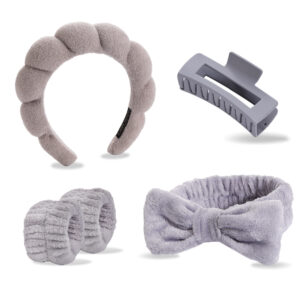 Gray hairband, hairpin, hair tie, wrist 5-piece set (seam interface)