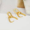 Wholesale Inlaid Zircon Elongated Copper Earrings