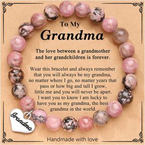 Grandma card + black line red stone love bracelet