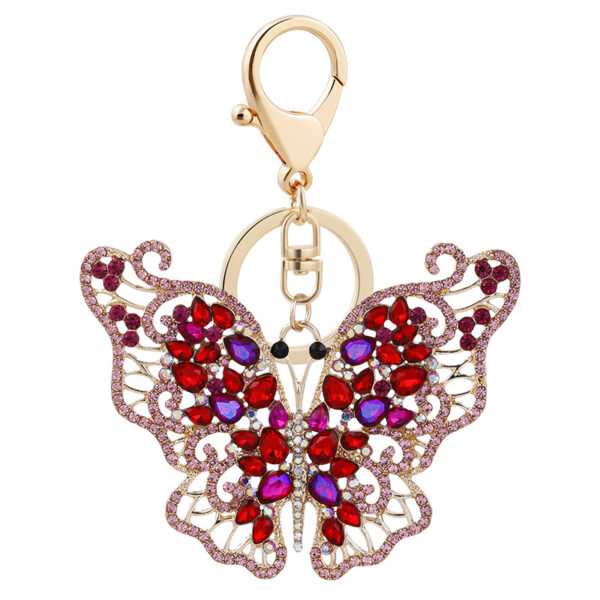 Wholesale Zinc Alloy Crystal Full Diamond Hollow Butterfly Keychain