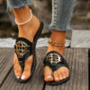 Wholesale Round Toe Clip Metal Buckle PU Herringbone Slippers