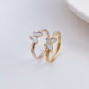 Wholesale Simple Titanium Steel White Shell Butterfly Ring