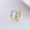 Wholesale Simple Titanium Steel White Shell Butterfly Ring