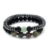 Wholesale Simple Black Stone Map Stone Frosted Stone Combination Beaded Bracelet for Men