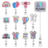 Wholesale Badge Reels Glitter Acrylic Baby Bottle Rainbow Retractable Keychain