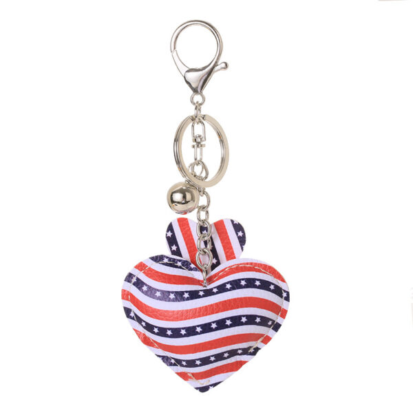 Wholesale Leather Heart Independence Day Keychain