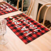 Wholesale Christmas New Santa Claus Fabric Knife and Fork Set Christmas Table Decoration Red and Black Plaid Printing Mat
