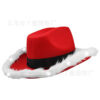 Wholesale Christmas Cloth White Fur Trim Western Cowboy Hat