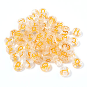White bottom plus yellow word mixed / (100 pcs/pack) diameter is about 7mm, thickness is about 4mm, hole diameter is about 1.5mm, 100pcs per pack