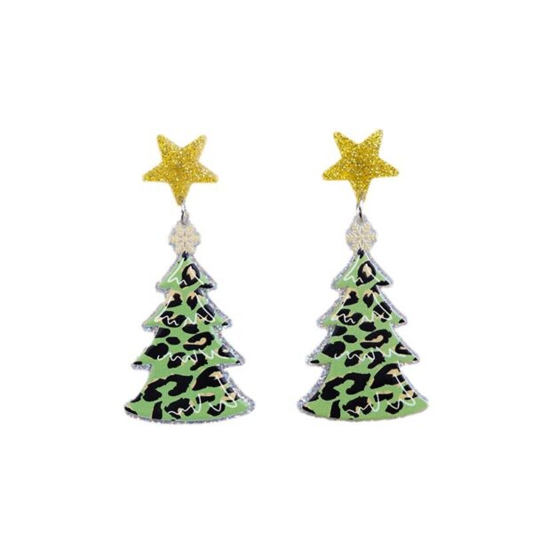 Wholesale Christmas Leopard Print Christmas Tree Acrylic Earrings
