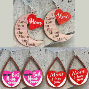 Wholesale Mother Water-saving Drop Shaped Love Wooden Earrings