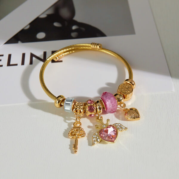 Wholesale Valentine's Day Stainless Steel Angel Wings Love Bracelet