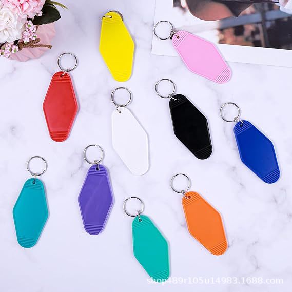 Wholesale Plastic Luggage Tag Retro Motel Number Tag Diamond Hotel Room Card Keychain