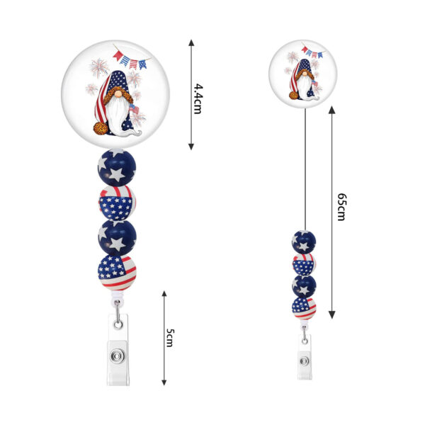 Wholesale ABS Rainbow Flag Wooden Bead Emblem Scroll Retractable Keychain