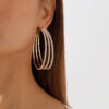 Wholesale Retro Exaggerated Multi-layered Circle Full Diamond Earrings
