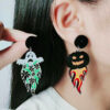 Wholesale Pumpkin Skeleton Flowers Acrylic Earrings