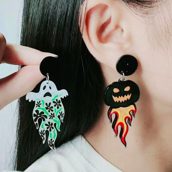 Wholesale Pumpkin Skeleton Flowers Acrylic Earrings
