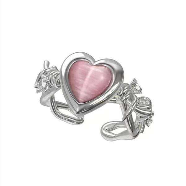 O1CN01dd2nA21Zh6LkCWDoy_2681293225-0-cib Wholesale Valentine's Day Alloy Pink Love Thorn Imitation Cat Eye Zircon Ring