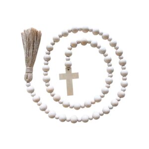Easter cross wooden beads string; Wood color