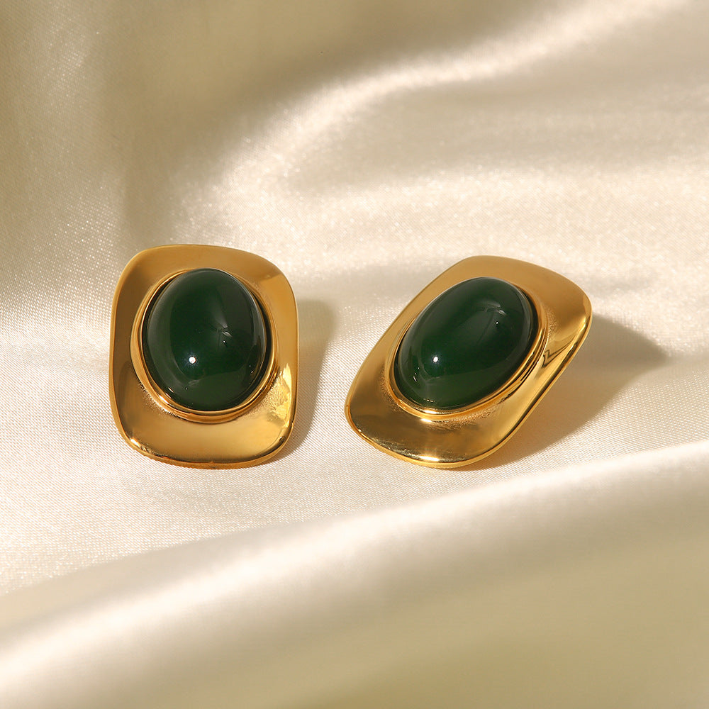 Wholesale 18k Gold Vintage Oval Earrings Stainless Steel