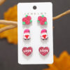 Wholesale Valentine's Day Love Rose Set Wooden Earrings