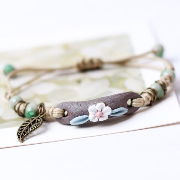 Wholesale clay color shoulder pole flower leaf Bracelet