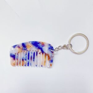 Blue-White -5.3cm * 3.1cm / Gold key chain