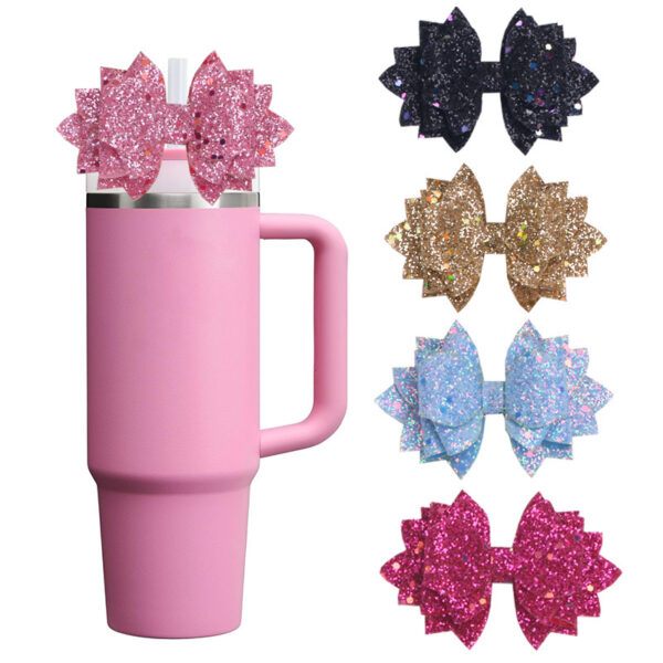 Wholesale Diy Flash Cloth Bow Cup Straw Rubber Band Buckle Decoration Accessories