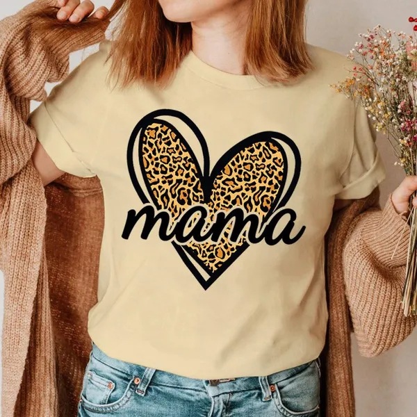 O1CN01dgswju1ta2LQb47DR_2206787565917-0-cib Wholesale Cotton MAMA Mother's Day Love Pattern Round Neck Short Sleeves