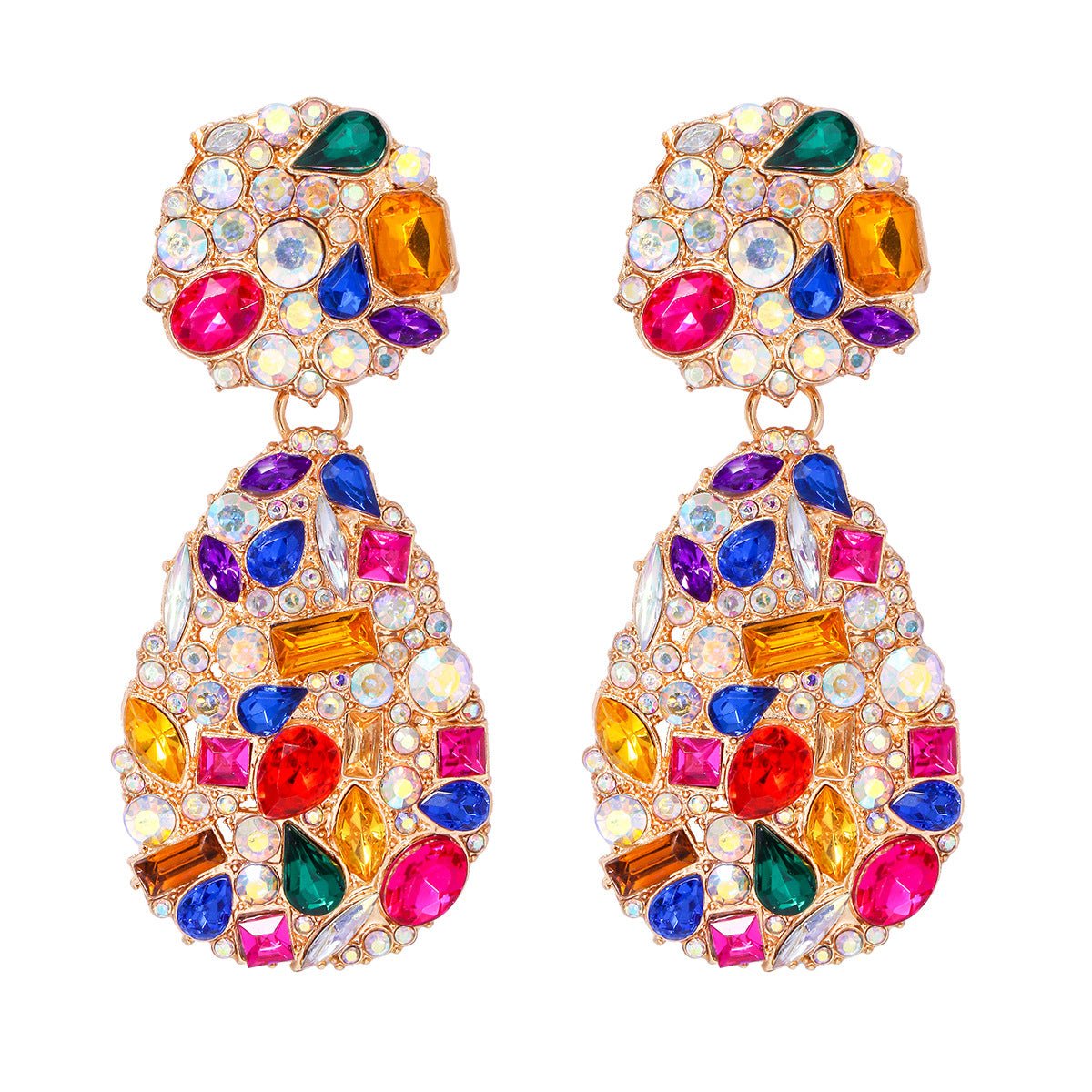 Wholesale op-shaped Alloy Diamond Stud Earrings