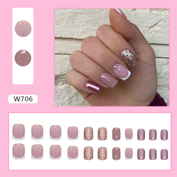 Wholesale Short Burst Glitter White French Pearl Nail Stickers