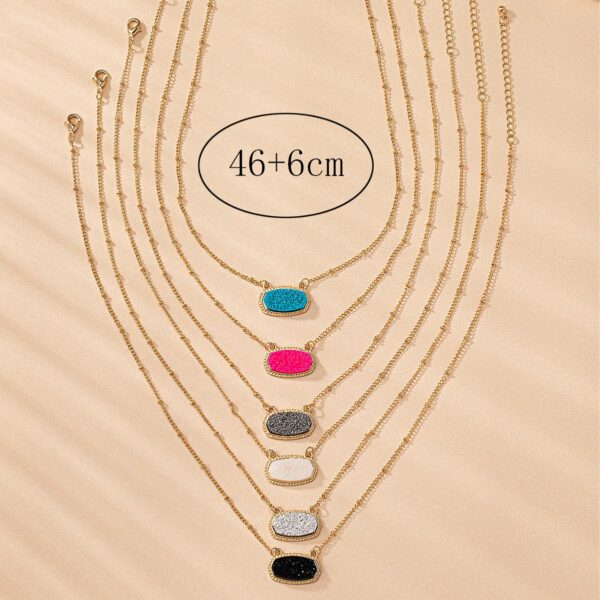 Wholesale Zinc Alloy Imitation Crystal Cluster Oval Necklace Clavicle Chain Earrings Set