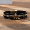 Wholesale Punk Style Multi-layer Diamond Leather Bracelet