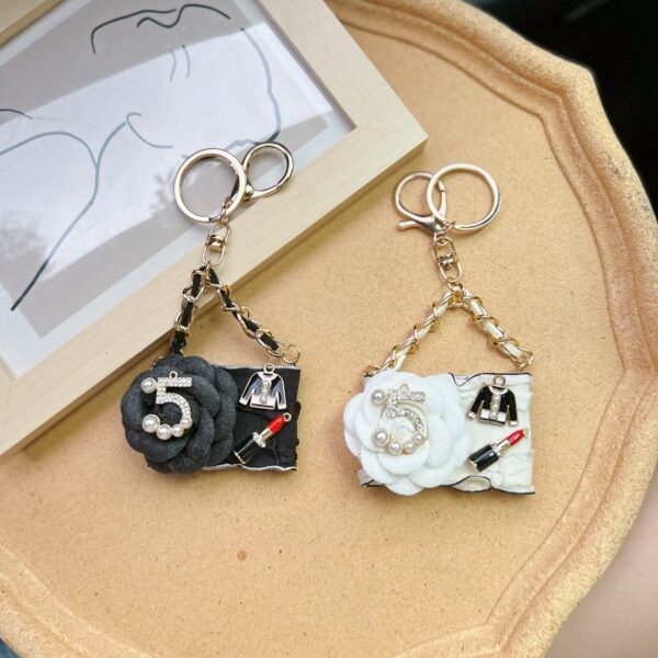 Wholesale Fabric Camellia Handbag Model Keychain