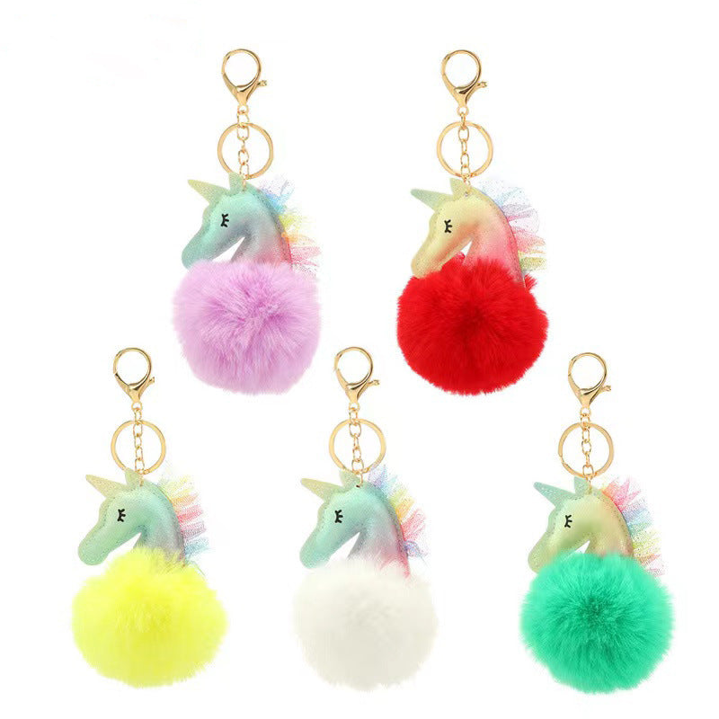Wholesale Lace Lace Lace Unicorn Plush Ball Keychains