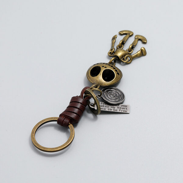 Wholesale Halloween Skeleton Pendant Cowhide Leather Keychain