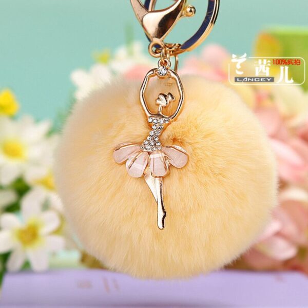 Wholesale Water Diamond Barre Dance Rex Rabbit Hair Ball Little Angel Keychain