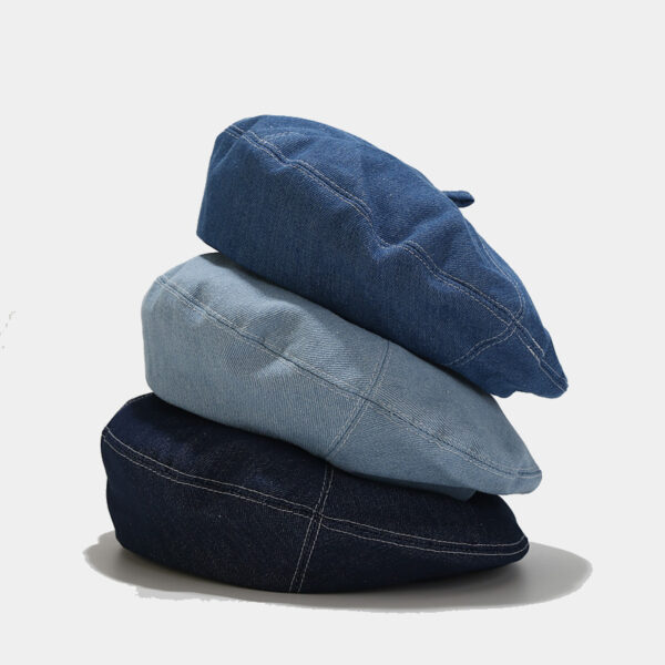 Wholesale Street Fashion All-match Denim Simple Solid Color Casual Art Newsboy Hat Beret